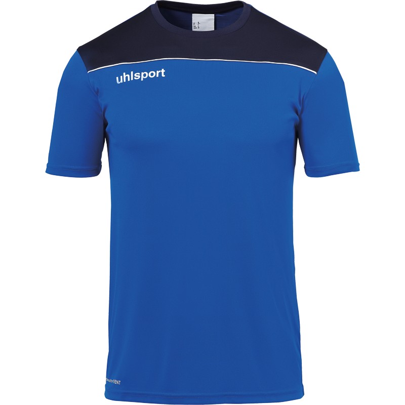Uhlsport Offense 23 Poly Shirt modrá/tmavě modrá/bílá UK Junior XS Dětské