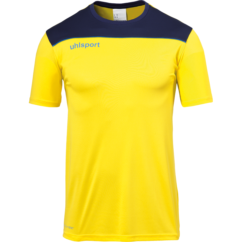 Uhlsport Offense 23 Poly Shirt žlutá/tmavě modrá/modrá UK Junior XL Dětské