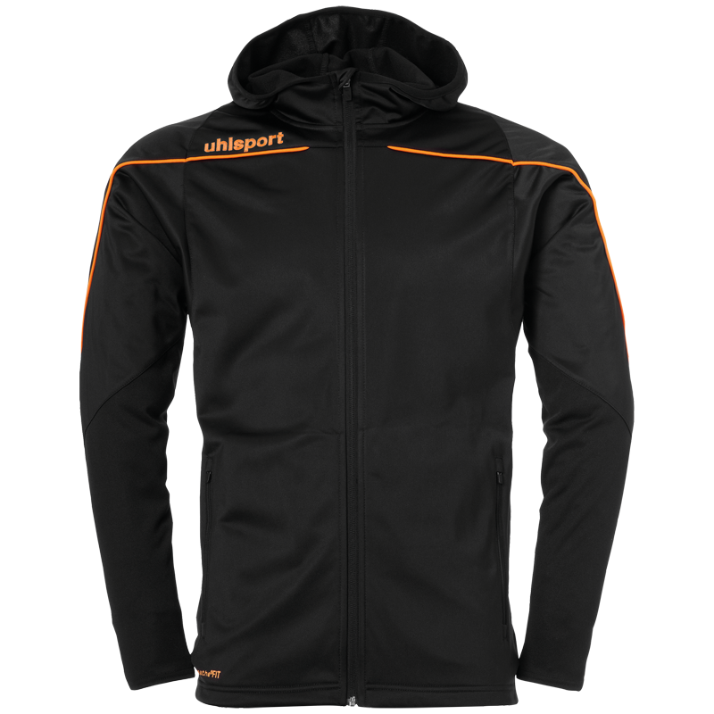 Uhlsport Stream 22 Track Hood Jacket černá/oranžová UK XXS/XS Dětské