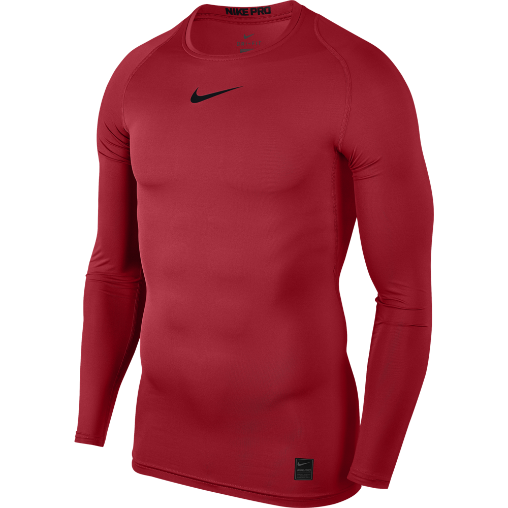 Nike Pro Compression Crew dlouhý rukáv červená/bílá UK XXL Pánské