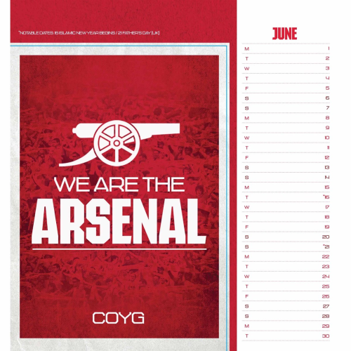 Stolní kalendář Arsenal FC 2026