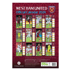 Nástěnný kalendář West Ham United FC 2024