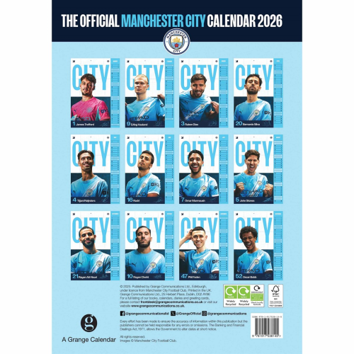 Nástěnný kalendář Manchester City FC 2026