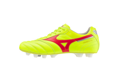 Kopačky Mizuno Morelia II ELITE MD Safety Yellow Fiery Coral 2 Galaxy Silver