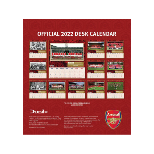 Stolní kalendář Arsenal FC 2022