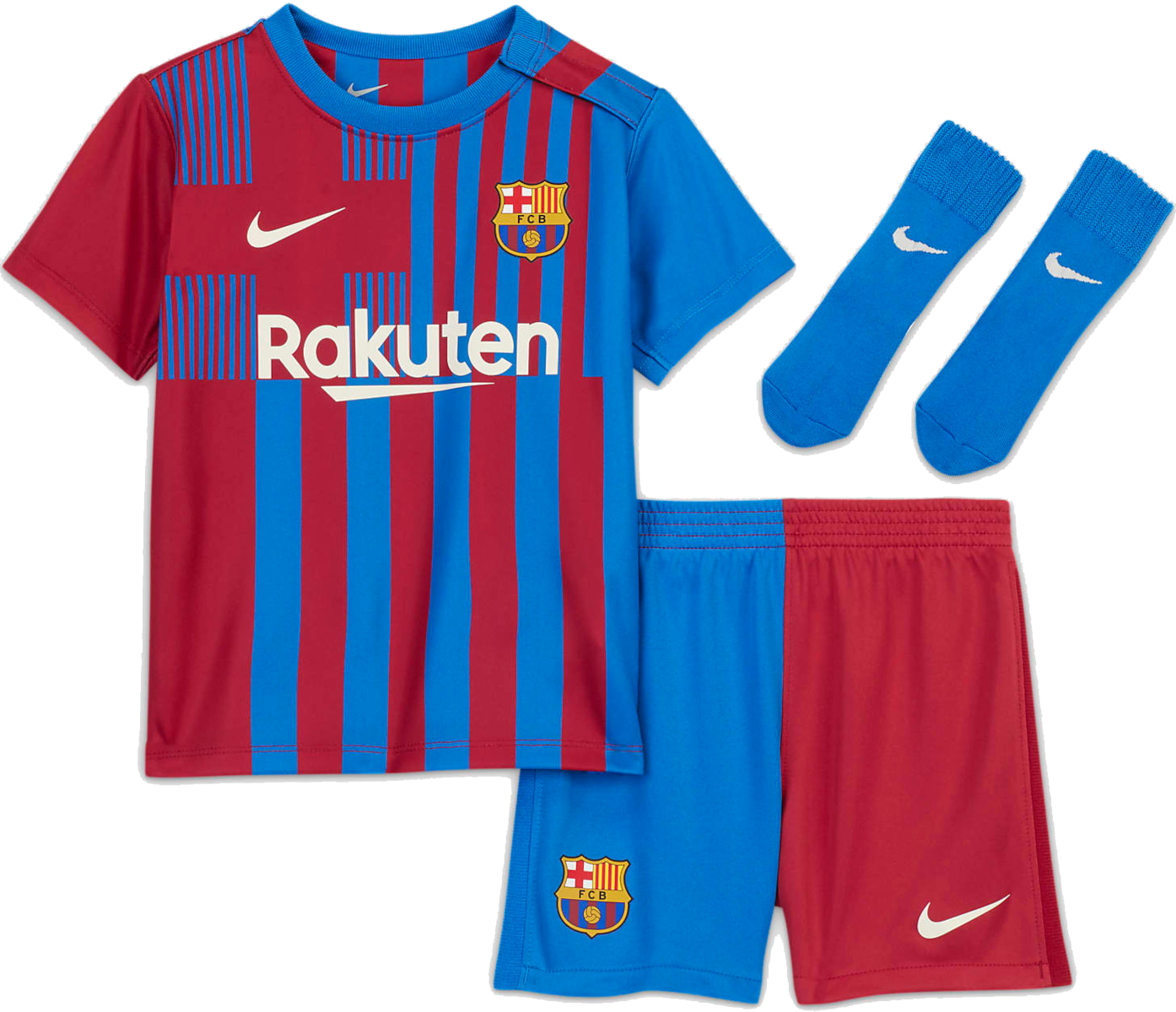 Nike FC Barcelona domácí 2021/2022 červená/modrá Uk 24/36 měsíců Dětské