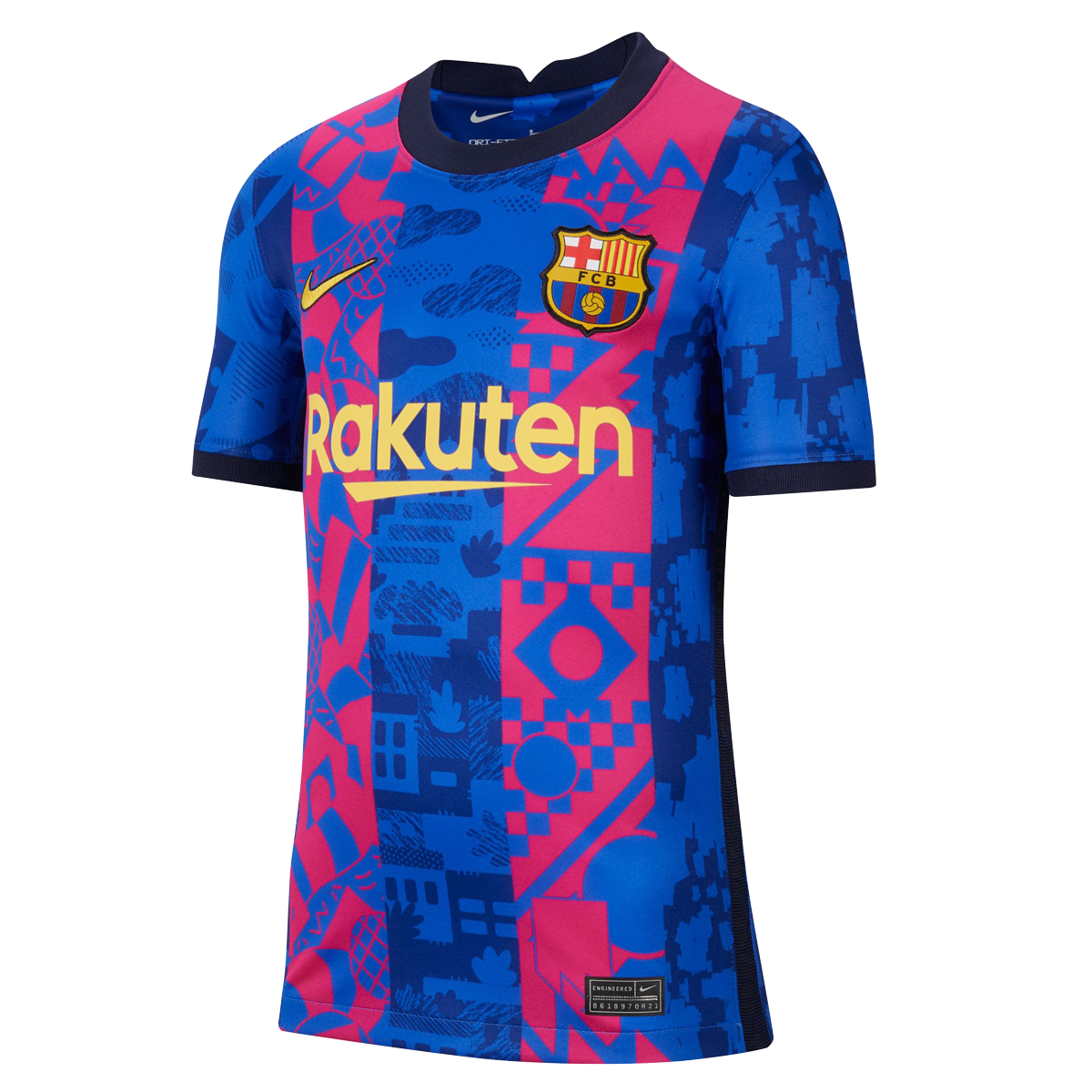 Nike FC Barcelona třetí sada 2021/2022 modrá/vínová UK Junior XS Dětské