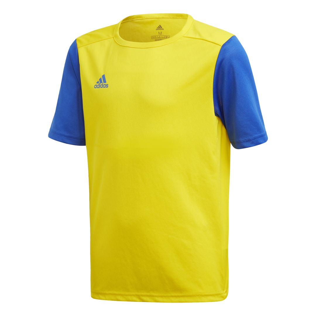 Adidas Estro 19 krátký rukáv žlutá/modrá UK Junior M Dětské