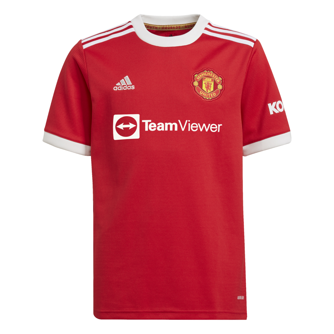 Adidas Manchester United FC domácí 2021/2022 červená/bílá UK Junior M Dětské